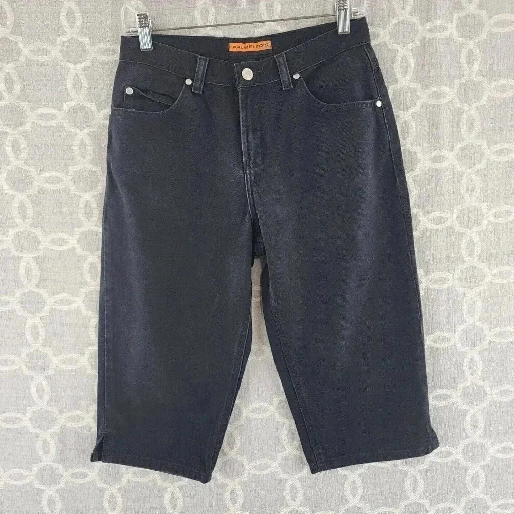 Vintage Palmetto's Cotton High Rise Bermuda Black Denim Shorts Junior's 9 - 2149